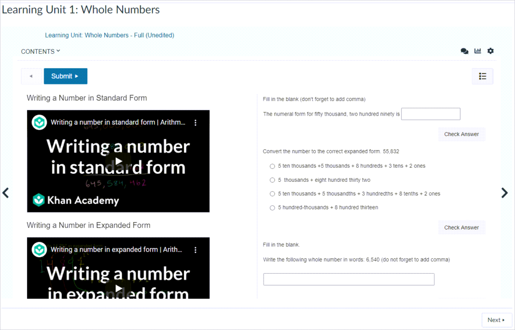 Ease Skillways' example of questions using the video feature