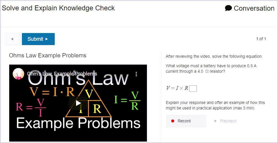 An Ease Skillways solve and explain CYK activity with video and audio recording features.