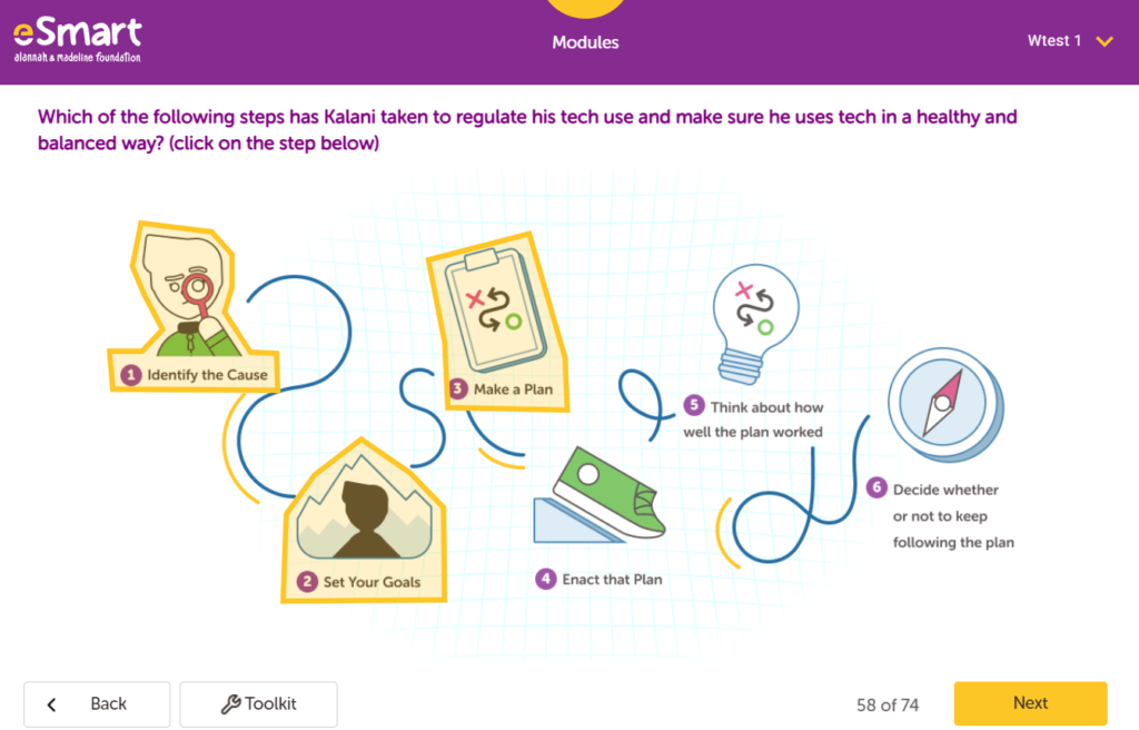 eSmart Digital Licence+ question dealing with self-regulation of tech use