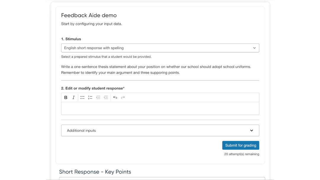 Feedback Aide pre-submission